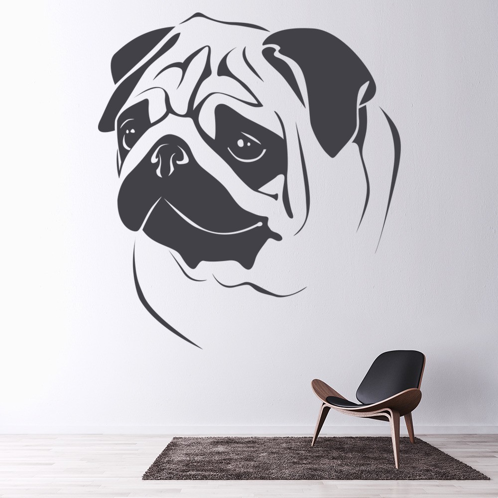 Pugs Head Wall Sticker Animal Wall Art