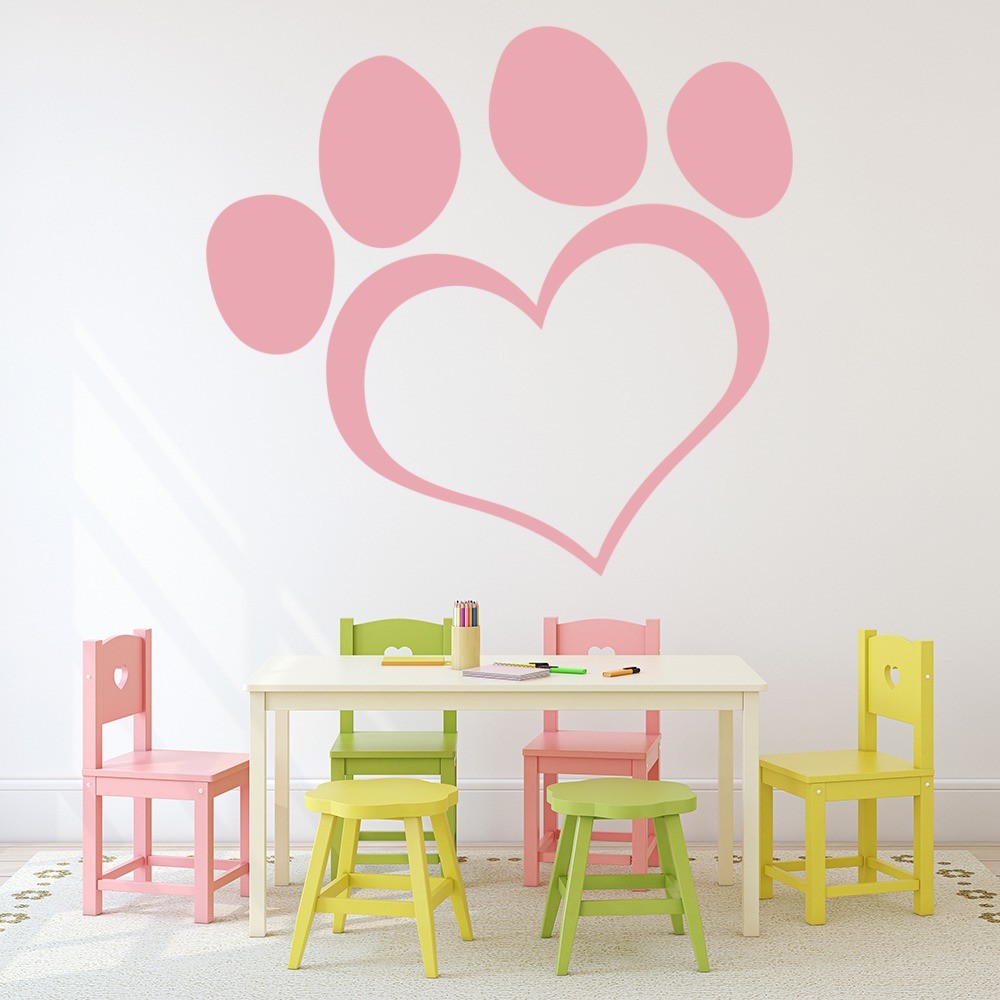 Paw Print Heart Wall Sticker