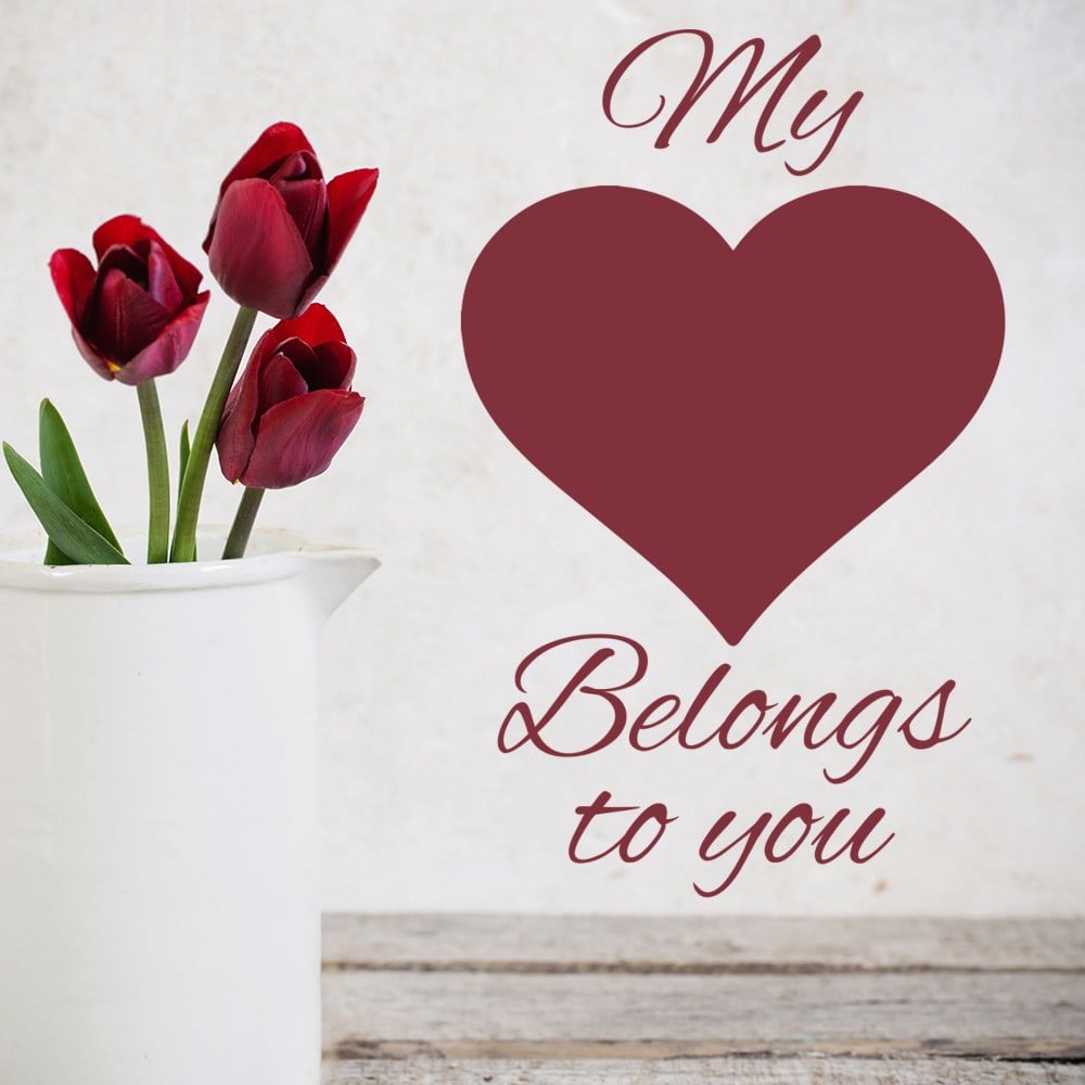 My Heart Belongs To You Embellished Love Quotes Wall Stickers Home Art