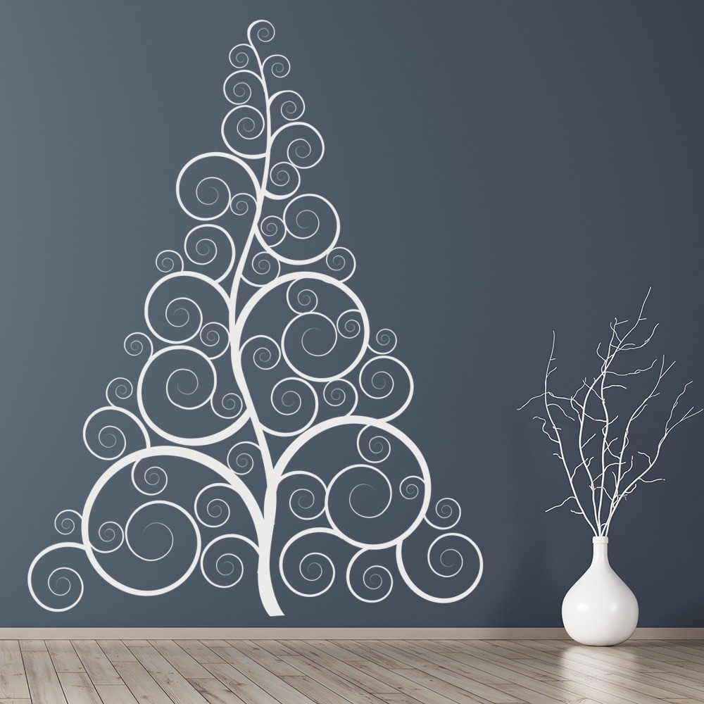 Tree Curled Christmas Wall Art Wall Decal