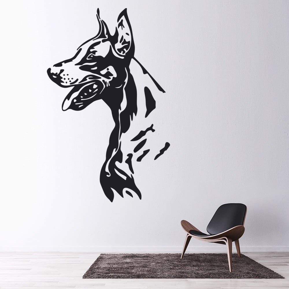 Doberman Portrait Wall Sticker Large Dogs Wall Decal Animals Pets Home ...