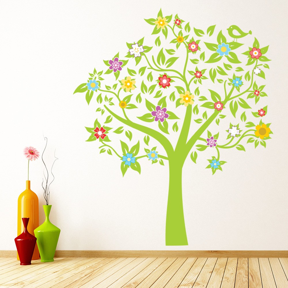 Green Flower Floral Wall Sticker