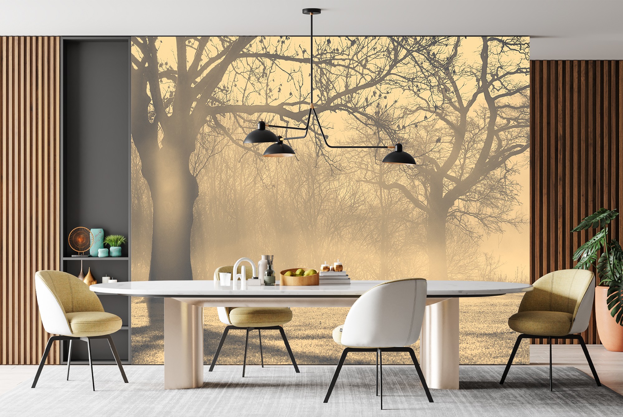 Misty Trees Wall Mural Wallpaper