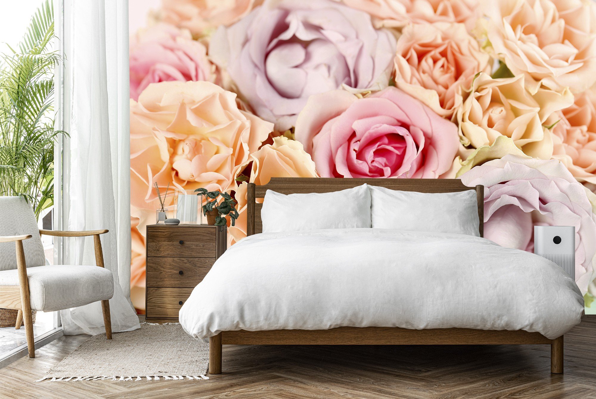 Pink Rose Flower Background Wall Mural Wallpaper