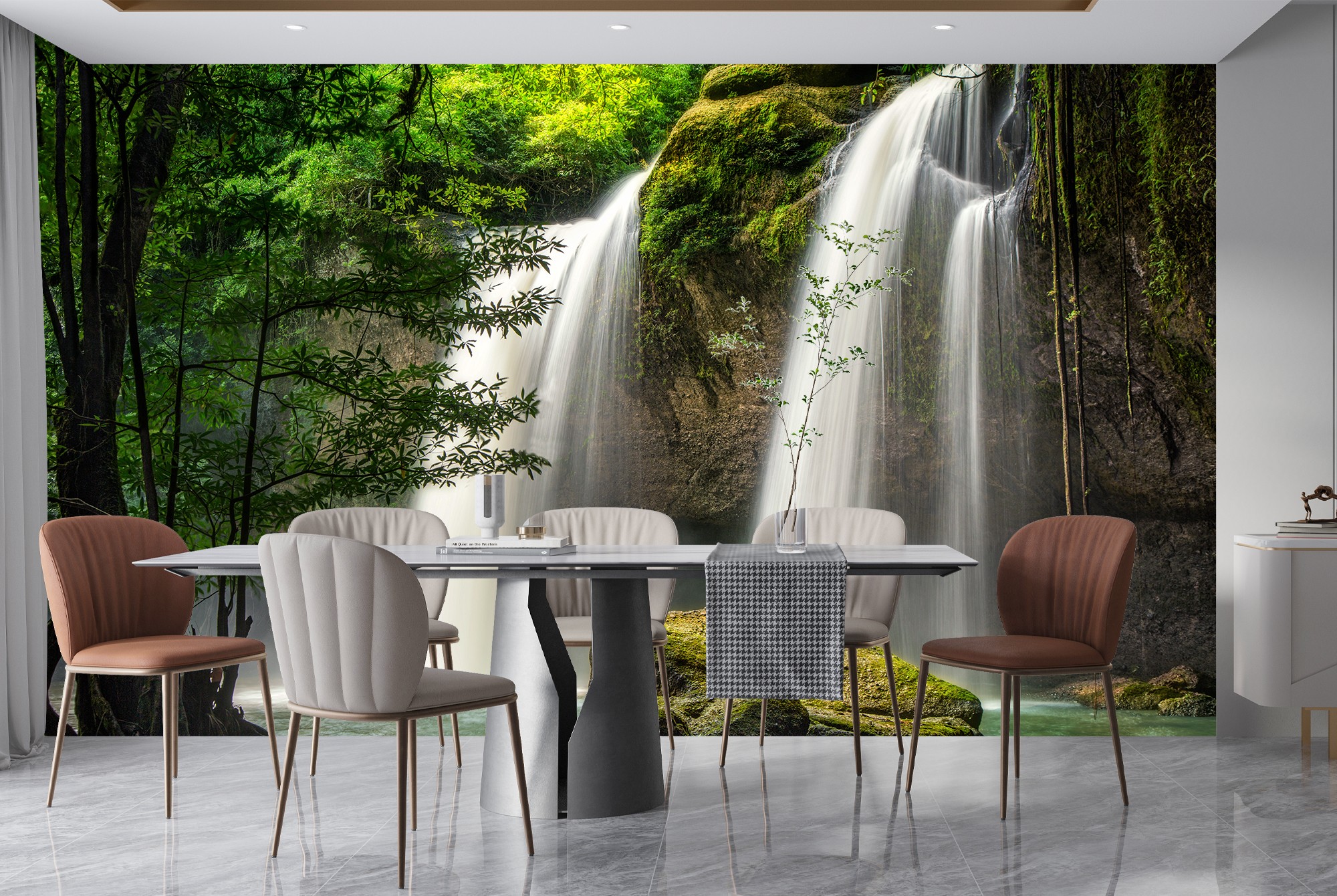 Buy Waterfall and Trees Wall Mural Wallpaper Wall Art Peel  Stick Online  in India  Etsy