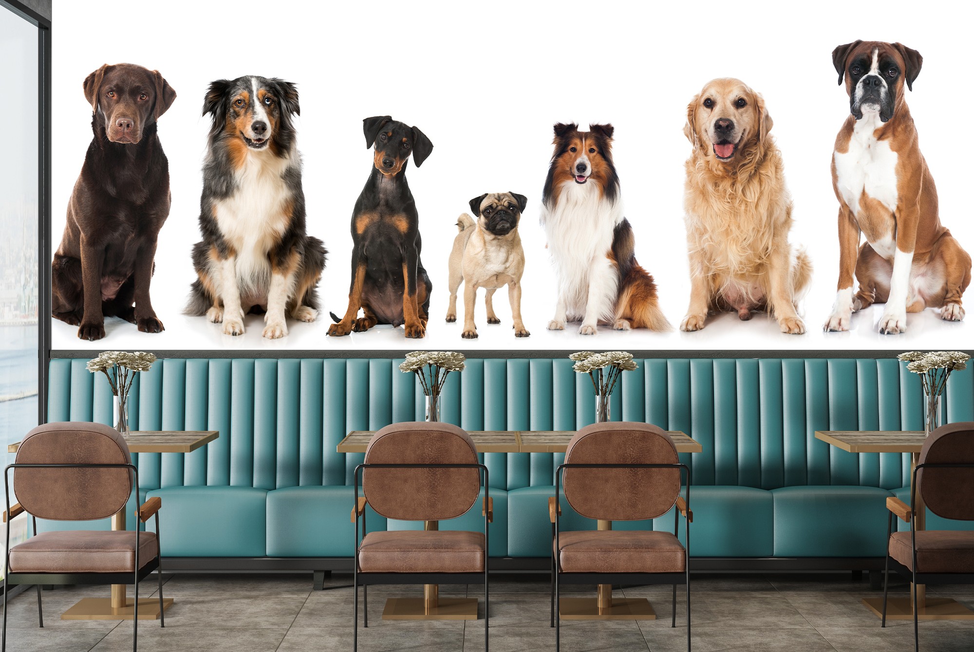 Panoramic Dog Wall Mural Wallpaper