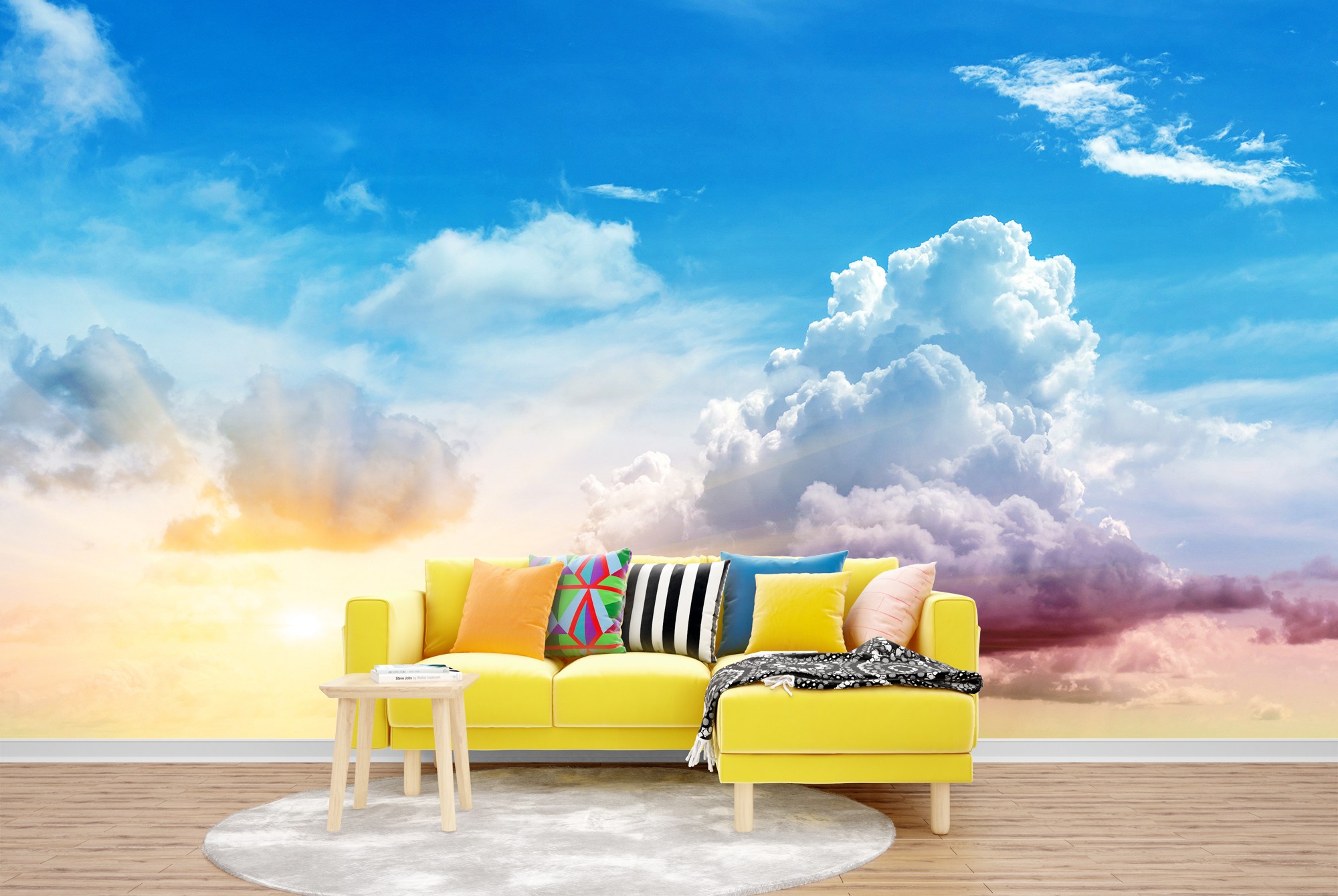 Blue Sky & White Clouds Panoramic Wall Mural Wallpaper