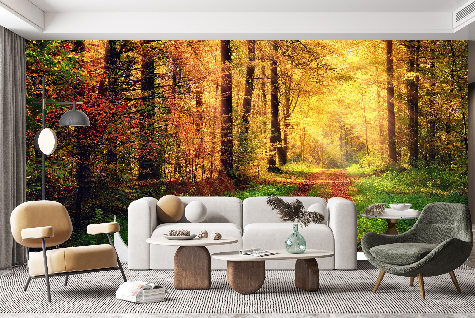 Bamboo Forest With Morning Sunlight Mural Wallpaper