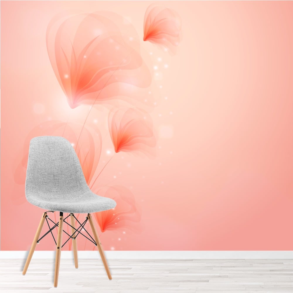 Abstract Pink Flowers Wall Mural Wallpaper