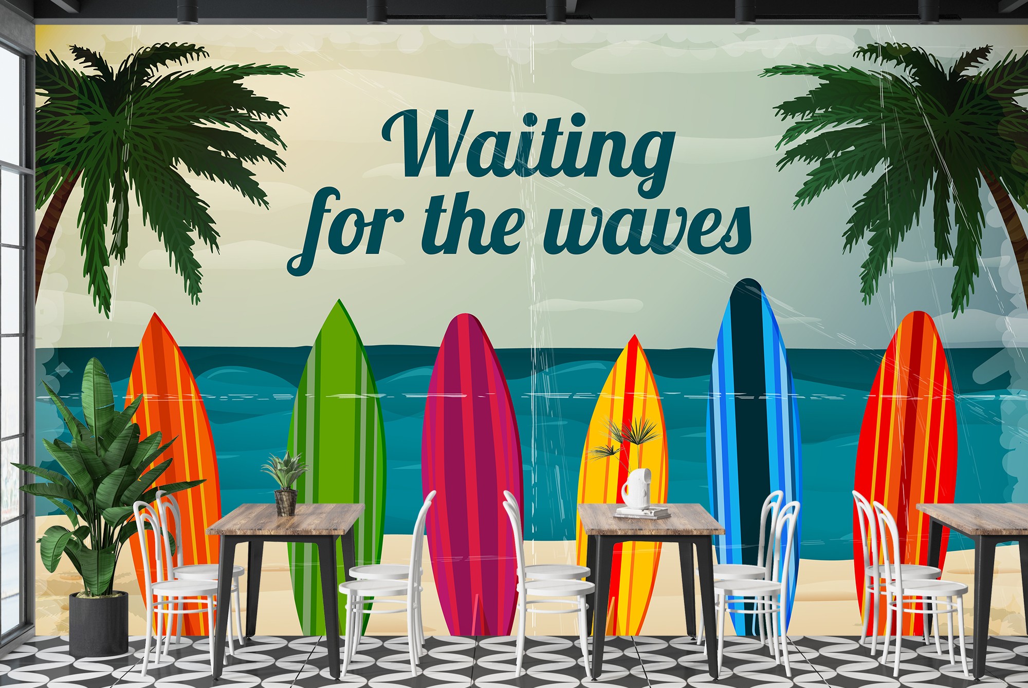 Waiting For Waves Surf Wall Mural Wallpaper