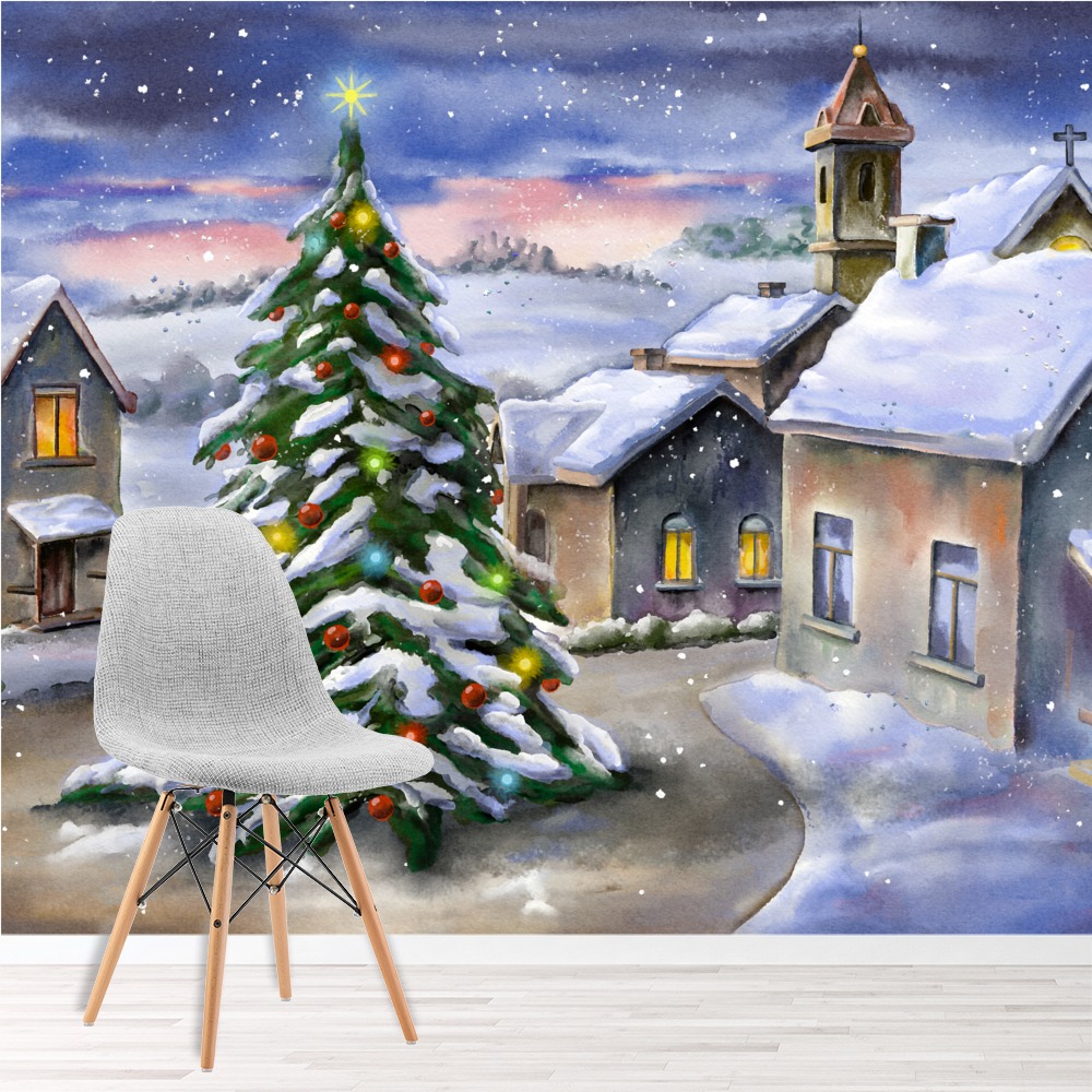 Christmas Village Wall Mural Wallpaper