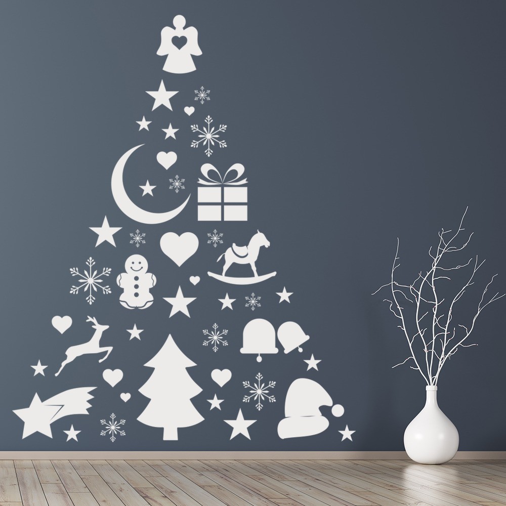 Christmas Tree Angel Tree Santa Wall Sticker