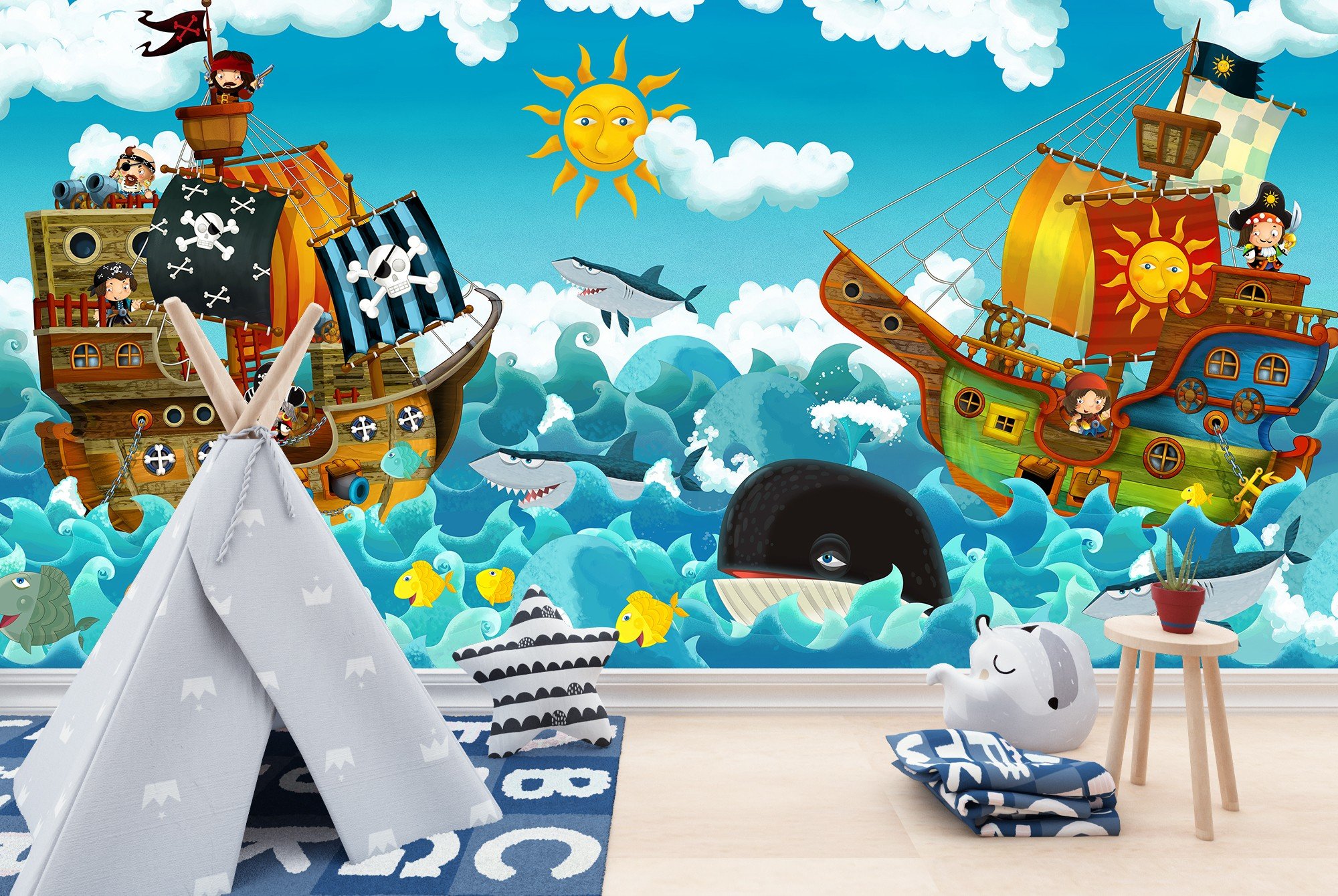 Pirate Ship Battle Wall Mural Wallpaper