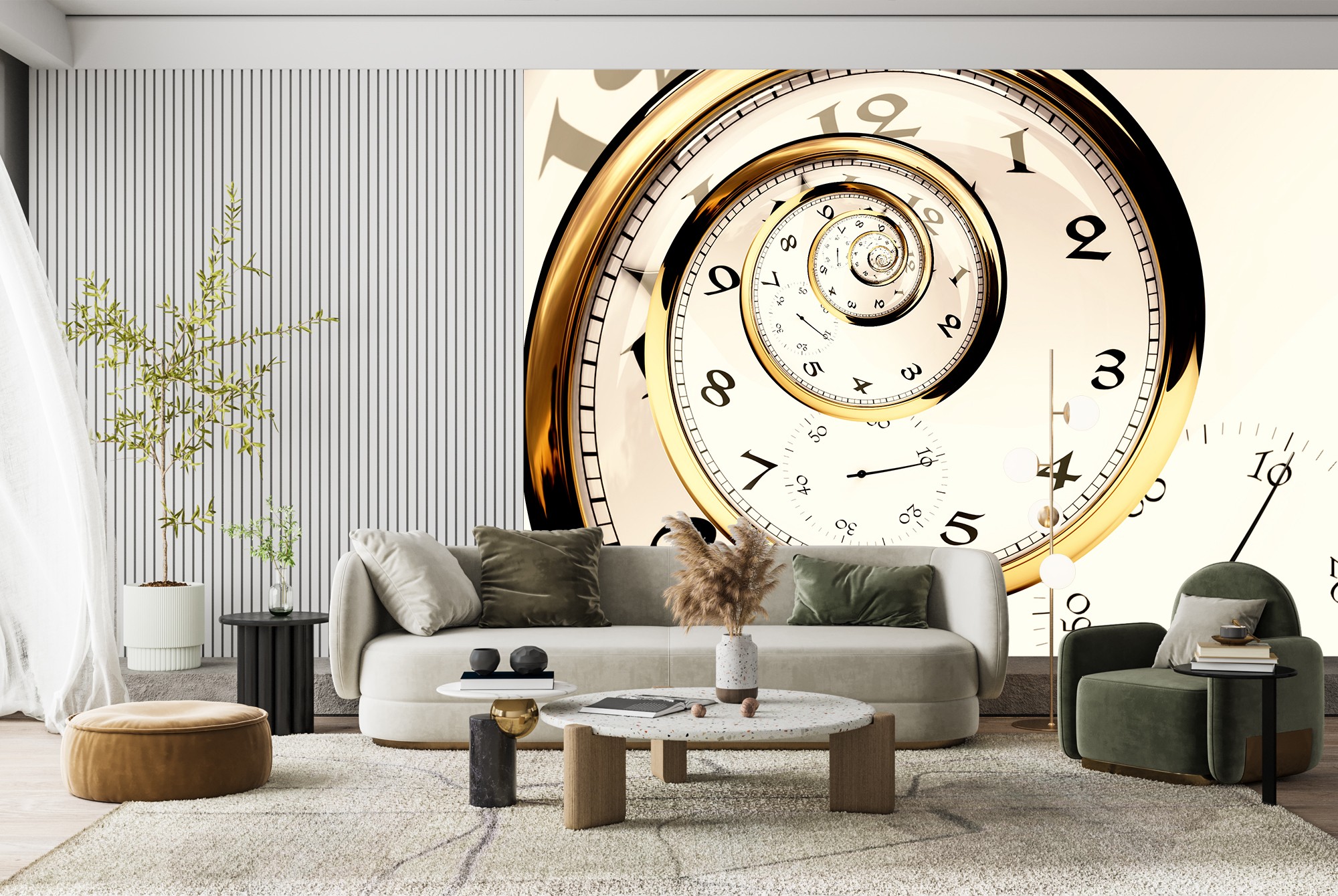 Spiral Clock Abstract Art Wall Mural Wallpaper