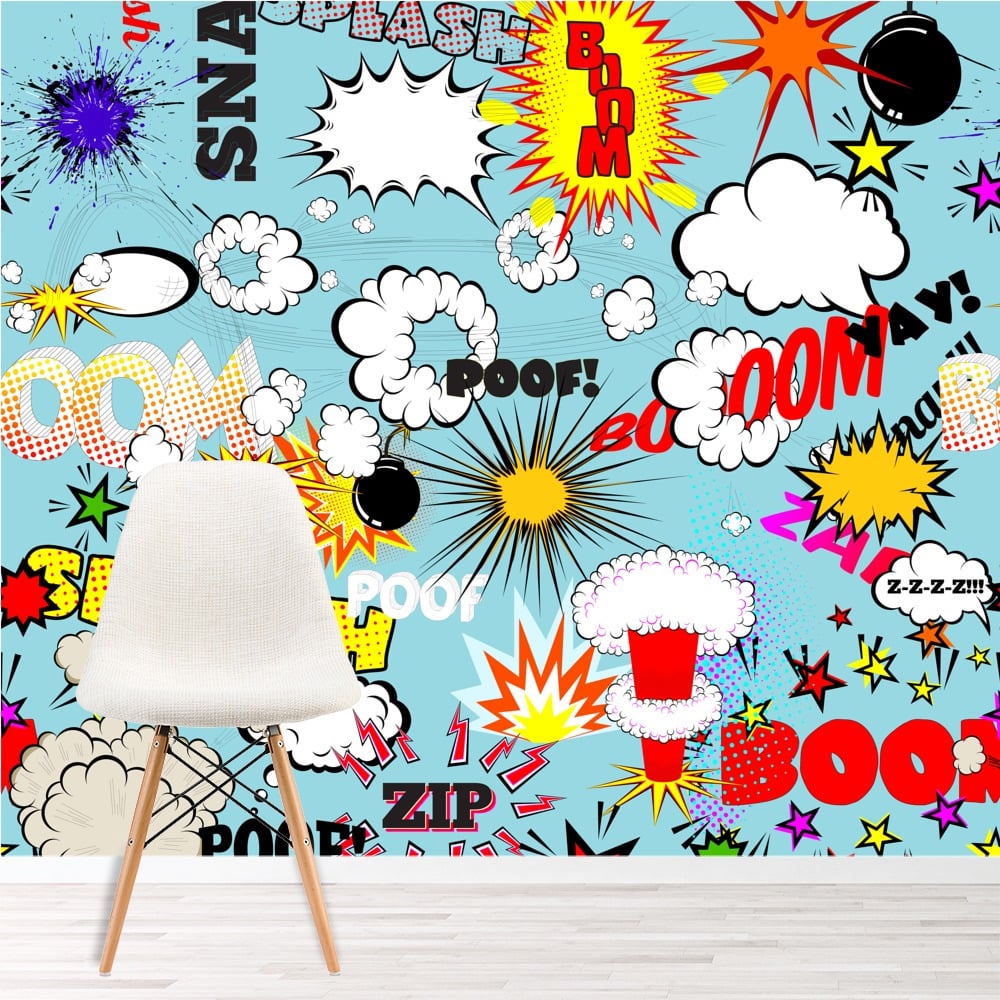 Retro Comic Strip Boom! Spash! Wall Mural Wallpaper