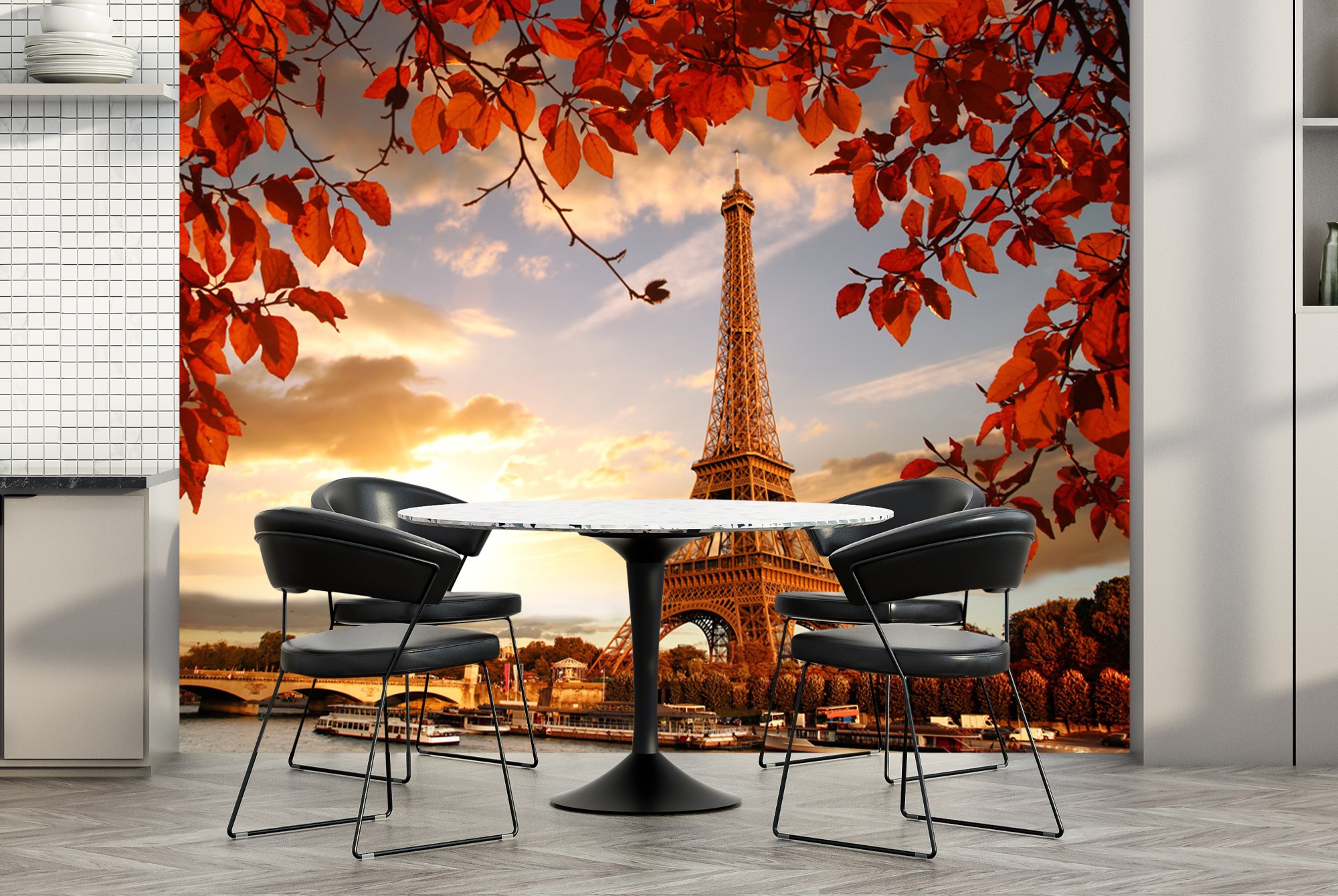 Eiffel Tower Autumn Paris Wall Mural Wallpaper