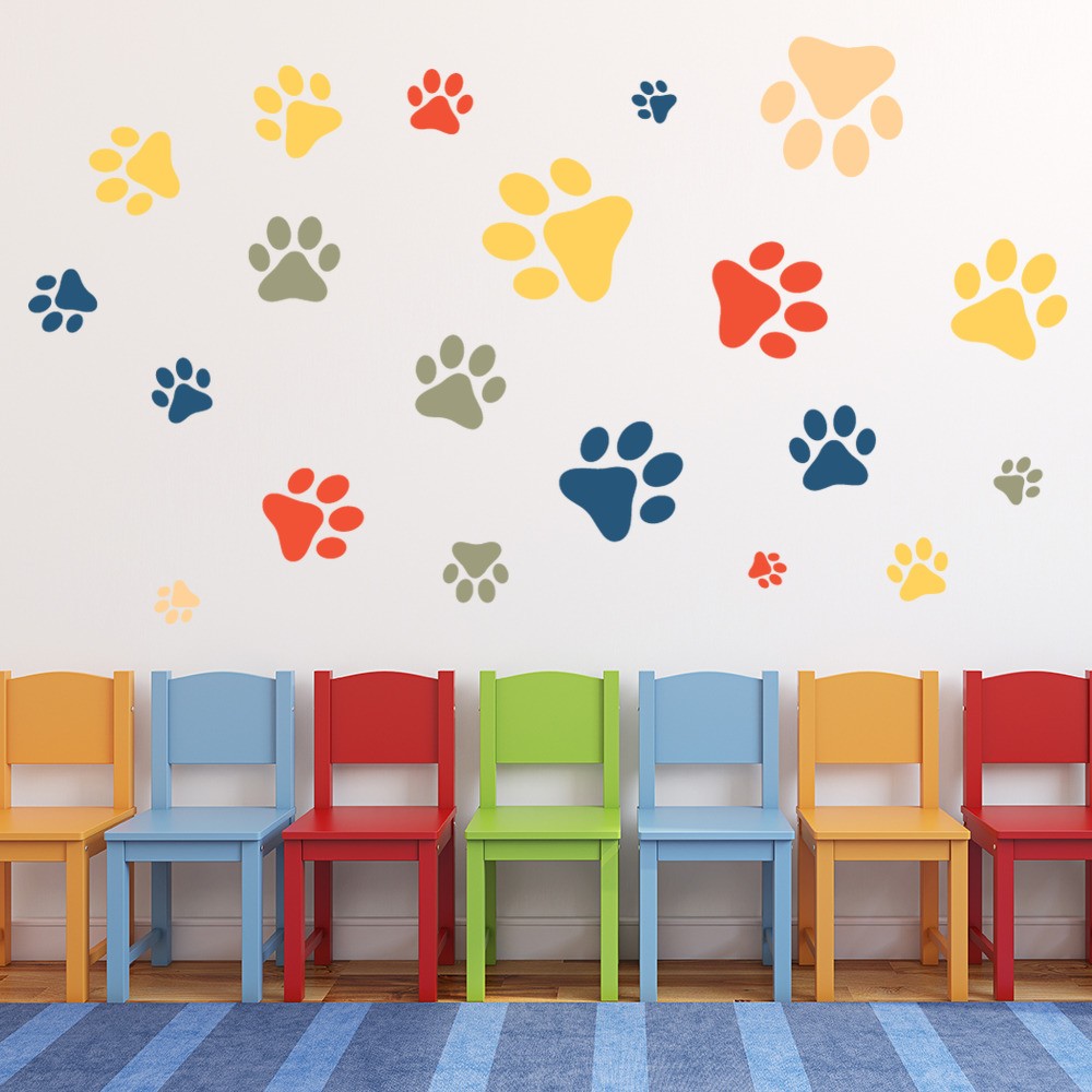 Paw Prints Pets Dogs Wall Sticker Set