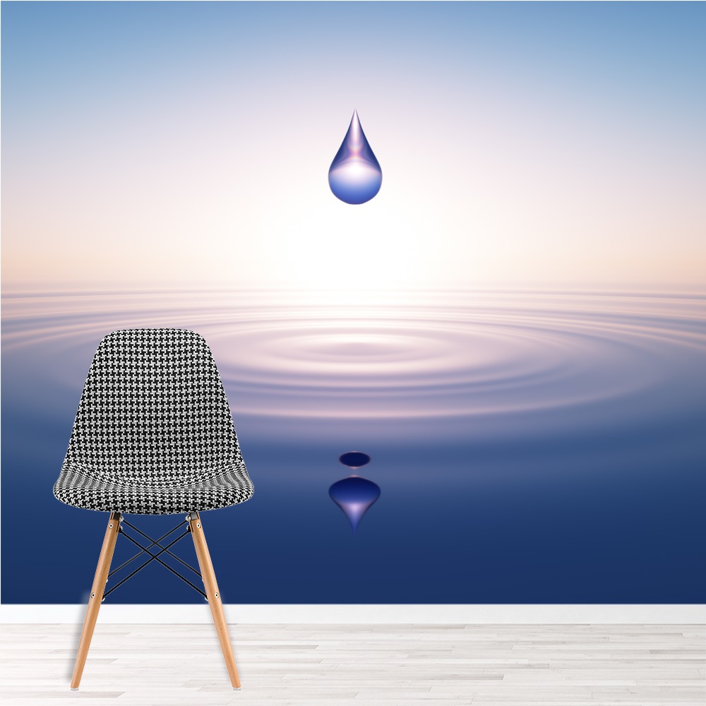 Blue Water Droplet Wall Mural Wallpaper