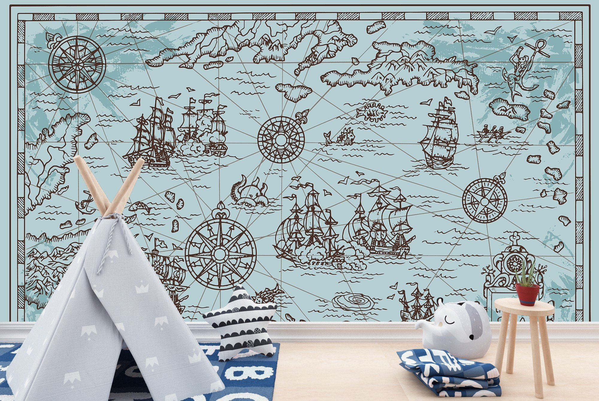 kids pirate map wallpaper