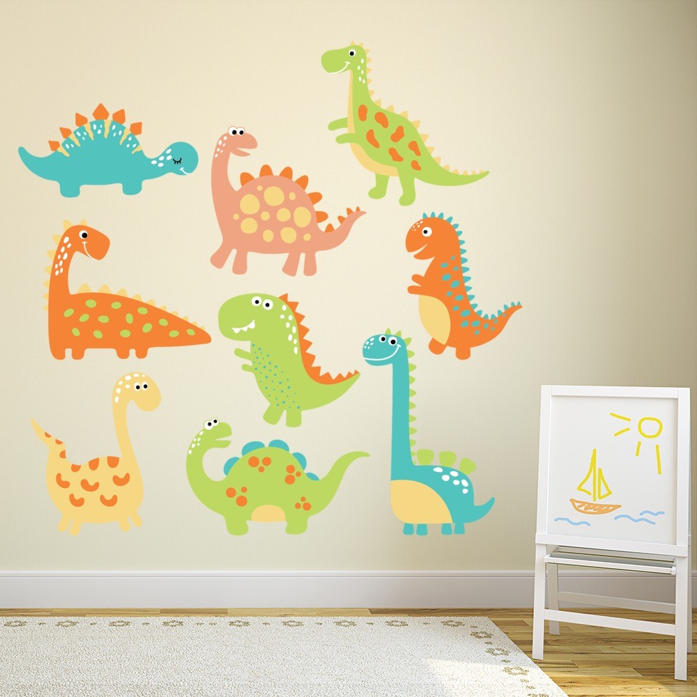 Fun Dinosaur Stegosaurus T-Rex Wall Sticker Set