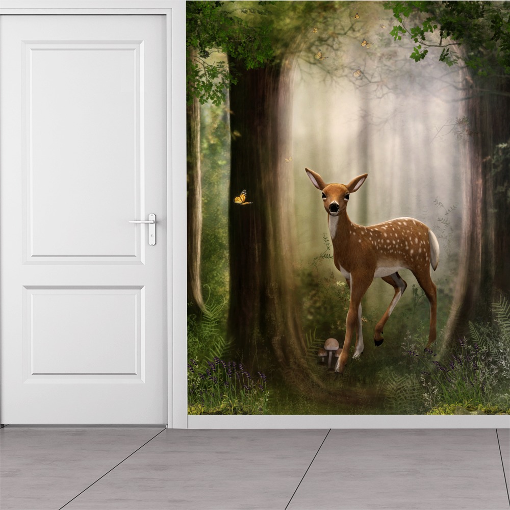 Bambi Deer In Enchanted Forest Wall Mural Wallpaper