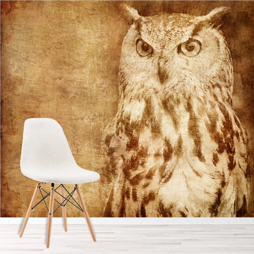 Vintage Owl Wall Mural Wallpaper