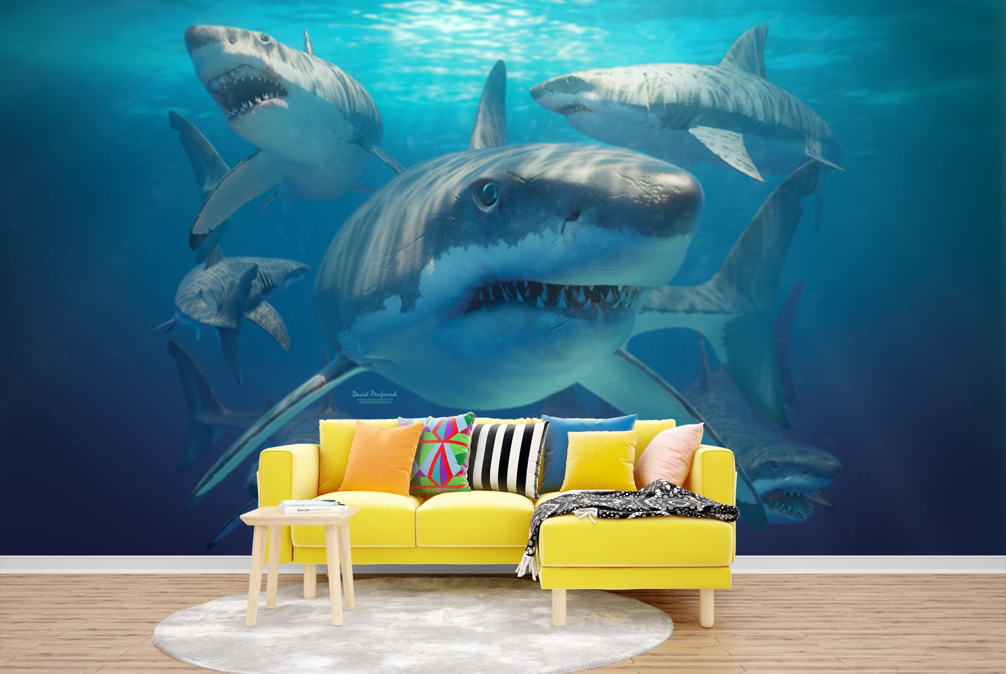 Great White Sharks Wall Mural by David Penfound
