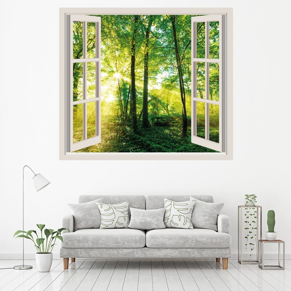 Green Trees 3D Window Wall Sticker