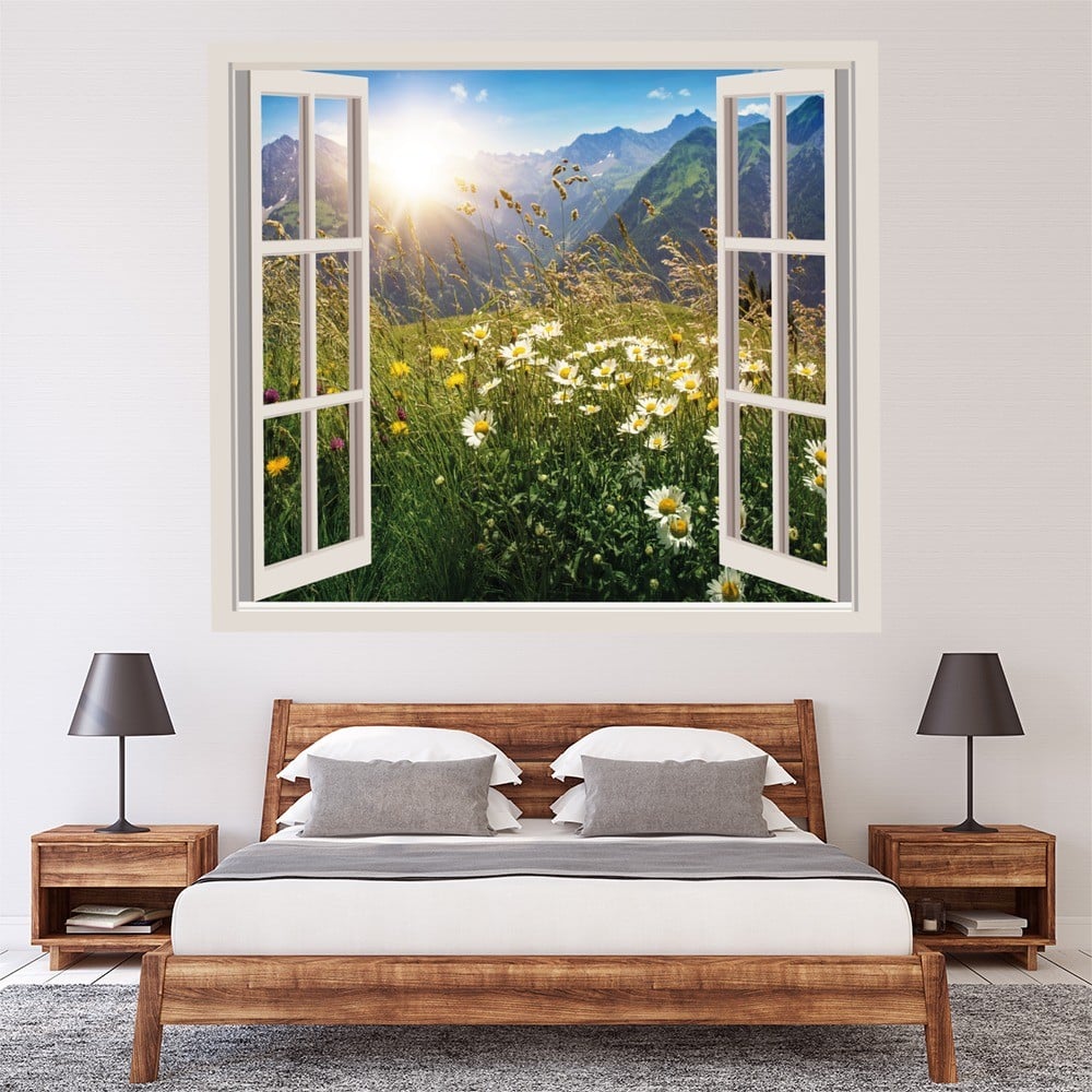 Spring Mountain Flowers 3D Window Wall Sticker