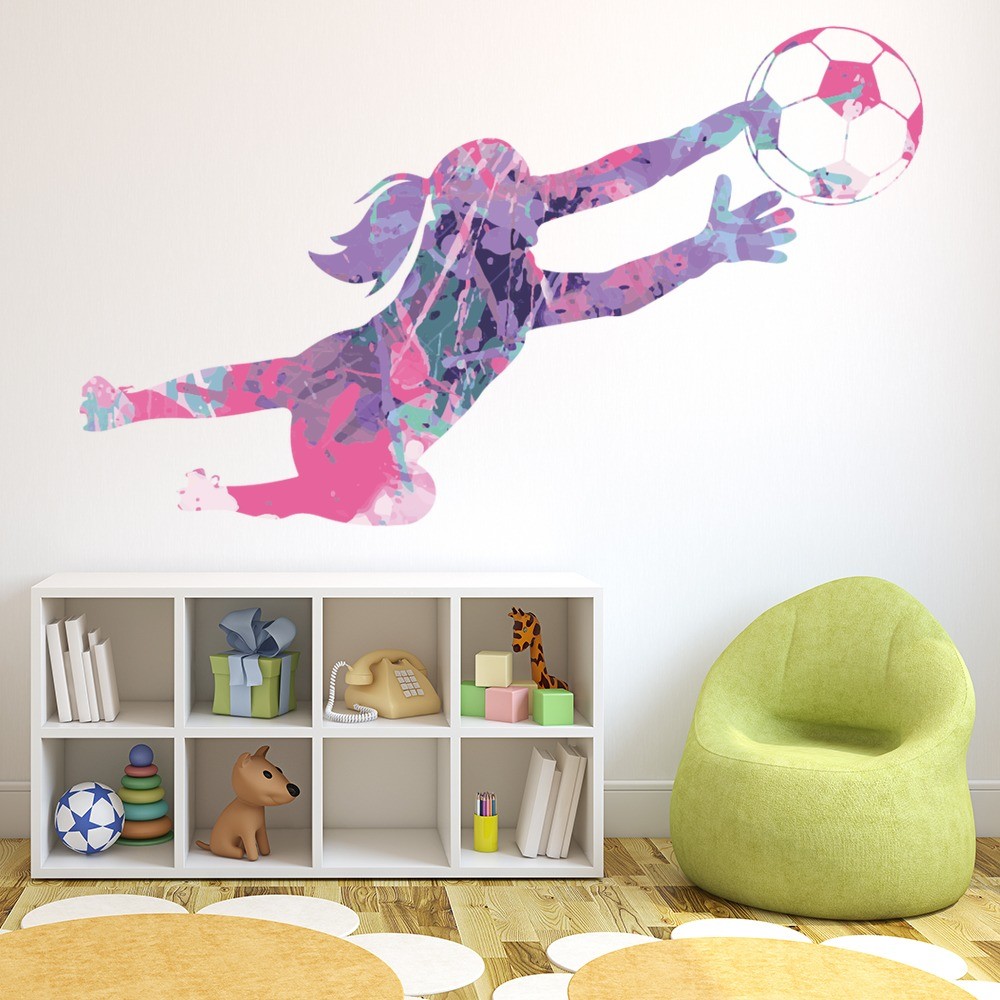 Girls Football Goalkeeper Wall Sticker