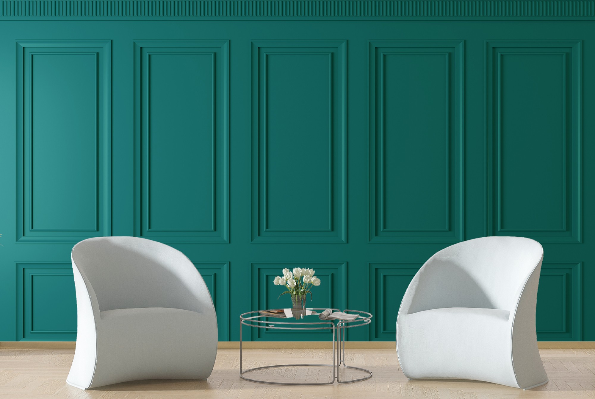 Teal Panel Wall Mural