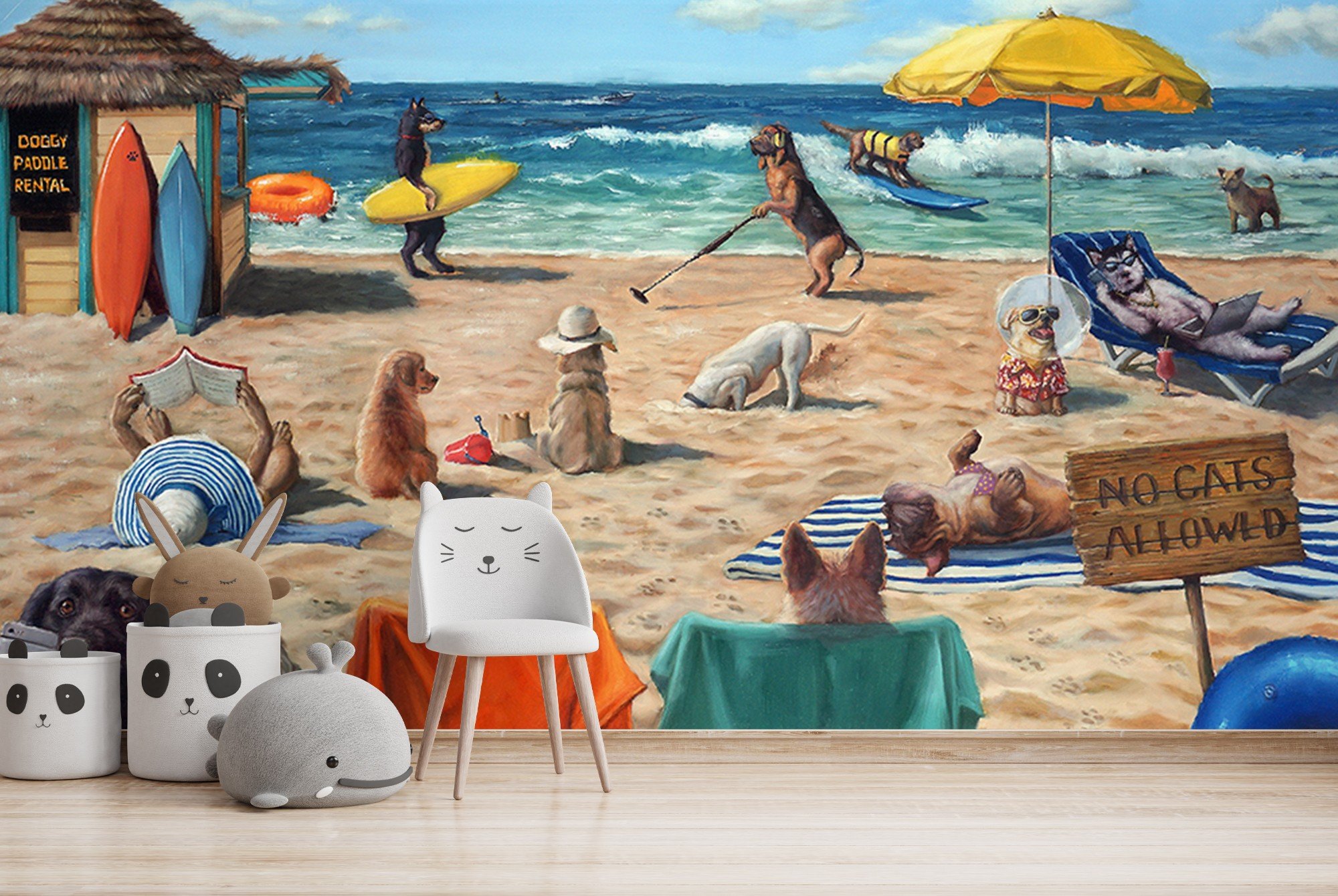 Dog Beach Wall Mural by Lucia Heffernan