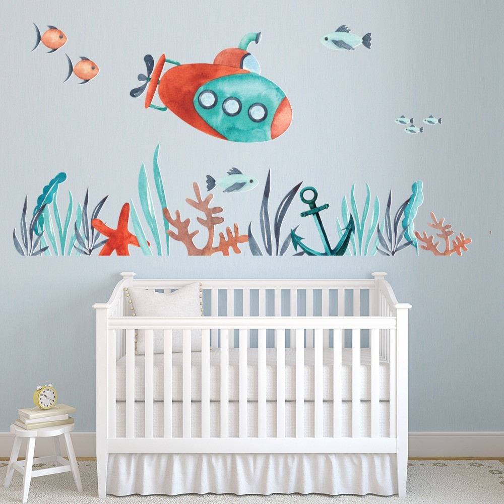 Submarine Ocean Bathroom Kids Wall Sticker Scene