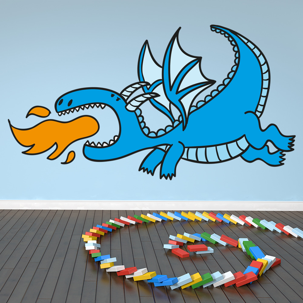 Fire Dragon Wall Sticker Monster Wall Decal Boys Bedroom Home Decor